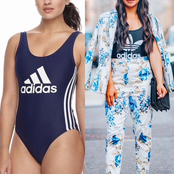 adidas Other - NWT Adidas Core Logo 3 Stripe One Piece Swim Blue